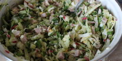 Шаг 3: окрошки на сыворотке с ветчиной