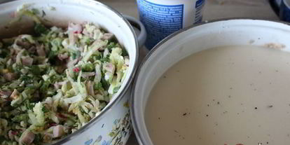 Шаг 5: окрошки на сыворотке с ветчиной