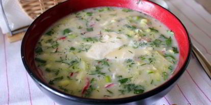 Шаг 6: окрошки на сыворотке с ветчиной