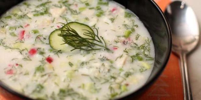 Рецепт окрошки на тане с курицей