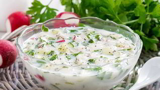 Рецепт Окрошки с горошком, горчицей, сметаной и майонезом