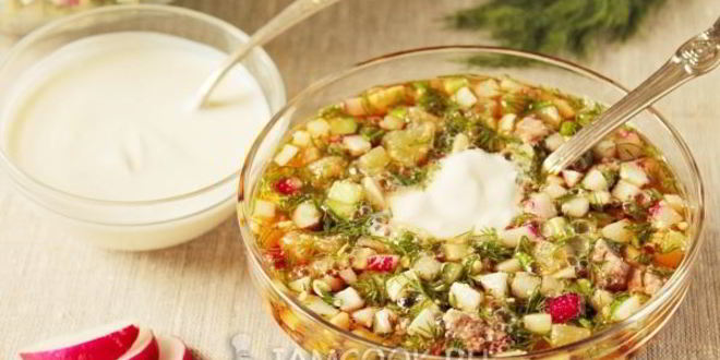 Рецепт окрошки с говядиной