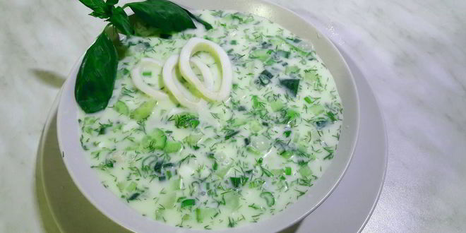 Рецепт Окрошки с кальмарами