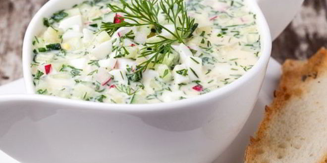 Рецепт окрошки с кефиром, чесноком и сахаром