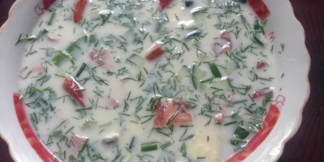 Рецепт окрошки с куриной грудкой и помидорами