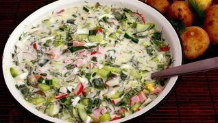 Рецепт Окрошки с редисом и свежей зеленью