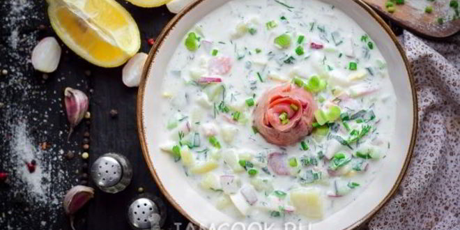 Рецепт окрошки с рыбой