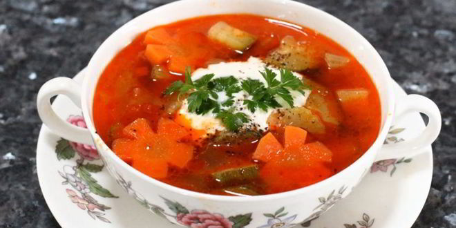 Рецепт быстрого овощной суп со свининой