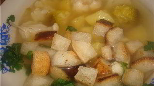 Рецепт Густого супчика с овощами и крутонами