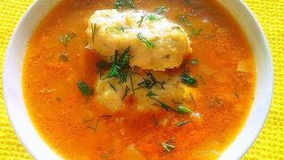 Рецепт Овощного супа с куриными кнелями