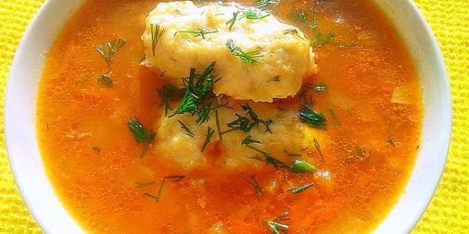 Рецепт овощного супа с куриными кнелями