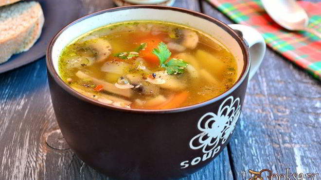 Рецепт Овощного супа с шампиньонами и вермишелью