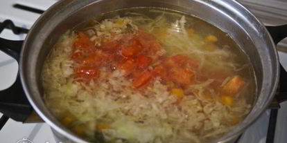 Шаг 10: овощного супа с зеленым горошком