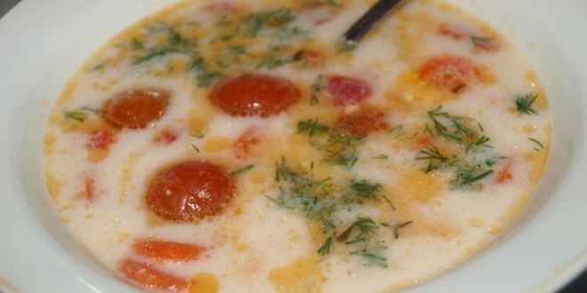 Рецепт Супа из форели с плавленным сыром и овощами