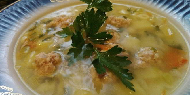 Рецепт Супа с куриными фрикадельками и овощами