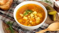 Рецепт Рассольника с перловкой, солеными огурцами и нутом