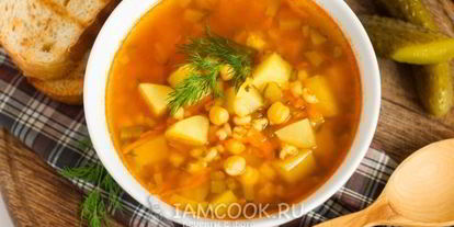 Шаг 9: рассольника с перловкой, солеными огурцами и нутом