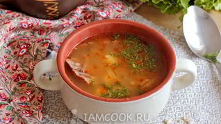 Рецепт Рассольника с томатом, перловкой и солеными огурцами