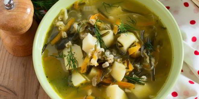 Рецепт Вегетарианского рассольника с перловкой и грибами