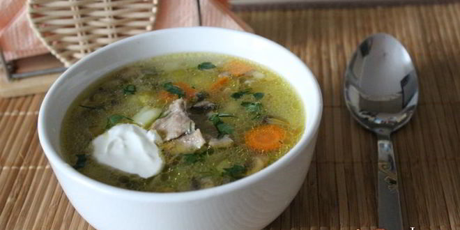 Рецепт Вкуснейшего рассольника с шампиньонами на говяжьем бульоне