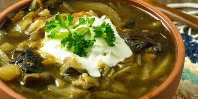 Рецепт Постных грибных щей с черносливом