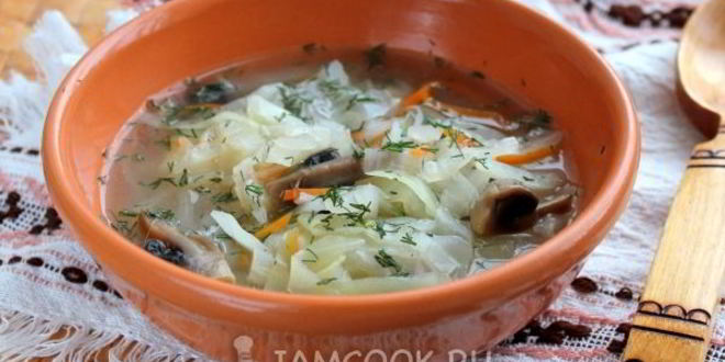 Рецепт постных щей с грибами