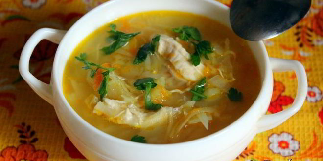 Рецепт Щей из свежей и квашеной капусты на курином бульоне