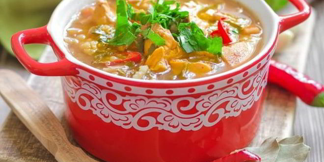 Рецепт Пряного супа харчо с курицей