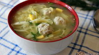 Рецепт Супа-лапши с фрикадельками и яйцом