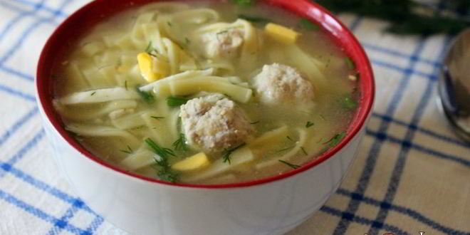 Рецепт Супа-лапши с фрикадельками и яйцом