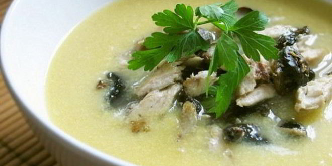 Рецепт Супа-пюре из кабачков с курицей и грибами