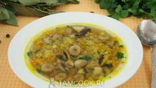 Рецепт Супа с чечевицей и грибами