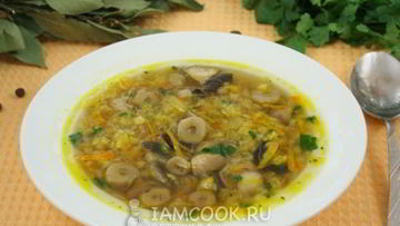 Рецепт Супа с чечевицей и грибами