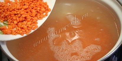 Шаг 3: супа с чечевицей и грибами