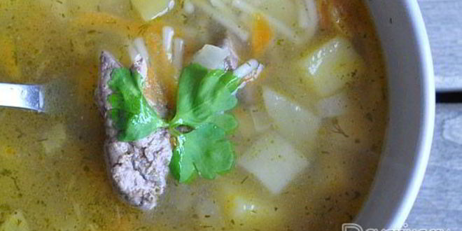 Рецепт супа с куриной печенью