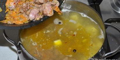 Шаг 5: супа с куриной печенью