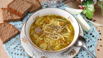 Рецепт Супа с лапшой и фрикадельками в мультиварке