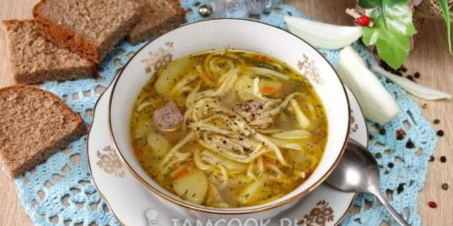 Рецепт Супа с лапшой и фрикадельками в мультиварке