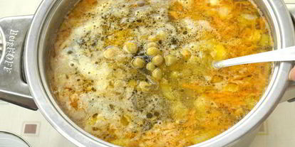 Шаг 4: супа с морской капустой и зеленым горошком