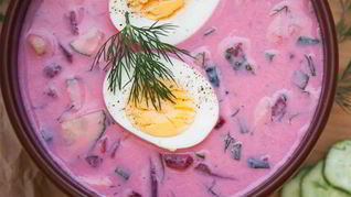 Рецепт Свекольника курицей, кинзой и хреном