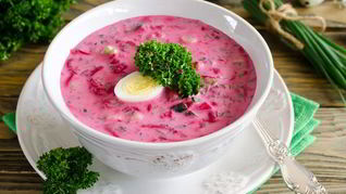 Рецепт Свекольника на кефире с огурцом и перепелиными яйцами