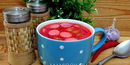 Шаг 14: свекольника с сосисками и сметаной