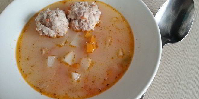Рецепт Сырно-чесночного суп с фрикадельками