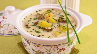Рецепт Сырного супа с белыми грибами