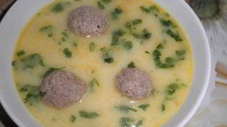 Рецепт Сырного супа с фрикадельками из говяжьего фарша