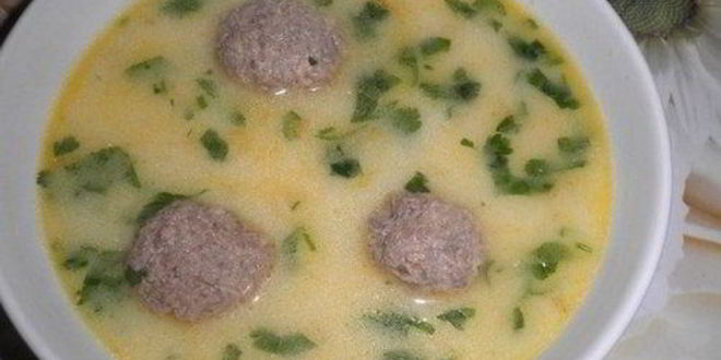 Рецепт Сырного супа с фрикадельками из говяжьего фарша