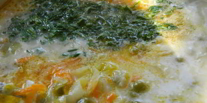 Шаг 8: сырного супа с горошком и капустой