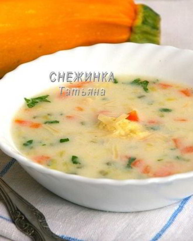 Рецепт сырного супа с клецками из кабачка и сыра джюгас