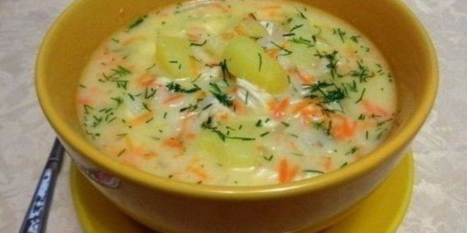 Рецепт сырного супа с куриным филе и рисом