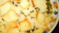Рецепт Сырного супа с курицей, шампиньонами и гренками